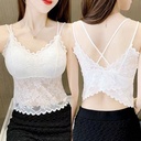 Butterfly Sexy Lace Back Wrap Chest Cross Camisole Vest Women's Korean Style Strapless Top Base Underwear with Chest Pad