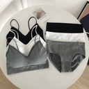 2024 New Sports Underwear Bra Women's Korean Style Gather-free Bra Sexy Tube-top High-elastic Underwear Set