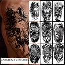 Animal Flower Arm Tattoo Sticker Half Arm Lion Tiger Wolf Head Source Water Transfer Tattoo Sticker Set