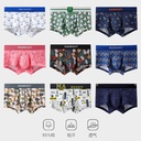 Men's Underwear Pure Cotton Fashionable Teenager Underwear Boxer Mid-Waist Four-Corner Cartoon Fashionable Brand All Cotton Underwear