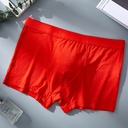 Red Benmingnian Modal Breathable Men's Underwear Solid Color Mid-Waist Large Size Fat Guy Pure Cotton Men's Boxer Underwear