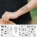 Butterfly Small Fresh Tattoo Sticker Waterproof Retro Black and White Personality Tattoo Sticker Temporary Tattoo Hand Sticker