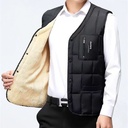Winter Middle-aged and Elderly Down Cotton Vest Men's Fleece-lined Thickened Vest Cold-proof Large Size Short Inner Tank Waistcoat