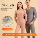 5A Antibacterial Wool Silk Thermal Underwear Couple Suit Men's Autumn Clothes Long Trousers Women's Bottoming Shirt