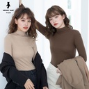 Bear Thermal Underwear Women's Simple Lightweight Elastic Thread Medium-high Neck Slim Bottom Shirt