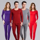 Men's and Women's Autumn Clothes and Pants Set Combed Cotton Lycra Thermal Underwear Set Solid Color Base Underwear Set