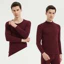 Colorful Thread Men's Mid-collar Autumn Clothes and Pants Set Thermal Underwear Brushed Crewneck Seamless Winter Set