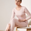 Yuyue Silk Cotton Silk Thermal suit Women's Underwear Mulberry Silk Cotton Solid Color Double-sided Knitted Women's Autumn Clothes and Pants