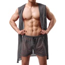 Hollow out bathrobe men's sexy mesh fashion Men's sexy bathrobe jacket Factory Direct