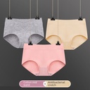 Women's plus size cotton underwear women's cotton crotch antibacterial solid color mid-waist belly contracting hip lifting breathable mom triangle shorts
