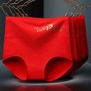 This year's red underwear gilded printed red high waist underwear festive red koi printed underwear