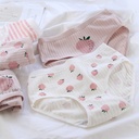 Plaid Strawberry Breathable Cotton Cute Sweet Girl's Briefs Bag Hip Cotton Crotch Middle Waist Women's 671 Underwear