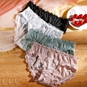 Cute mesh underwear sexy girl mid-low waist triangle underpants soft quick-drying cotton crotch bread pants