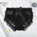 sexy hollow transparent lace charming girls' underwear solid color fairy Lolita bow mid waist cotton crotch seamless