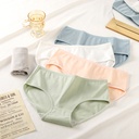 Women's Underwear Pure Cotton Combed Cotton Bottom Solid Color Simple Mid-Waist Comfortable Girls' Briefs Trousers Large Size