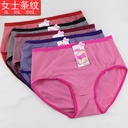 Striped large size stretch TC cotton underwear middle-aged and elderly comfortable striped ladies briefs manufacturers