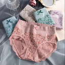 High Waist Cotton Crotch Panties Women's Postpartum Abdominal Hip Large Size Briefs Lace Seamless Panties Women