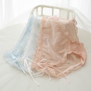 Summer fairy floating hollow ribbon pleated mesh mid-waist lace cotton crotch Japanese girl briefs