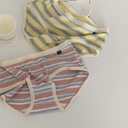 Korean Style Simple Fresh Color Striped Naked Comfortable Soft Cotton Crotch Autumn and Winter Vigor Girl's Underwear