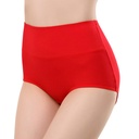 High Waist Solid Color Edition Net Face Big Red Original Year High Waist Pure Cotton Underwear Women's Abdominal Extra Large Size Women's Underwear