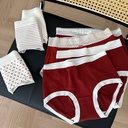 This year red sanding burst Bordeaux Women's seamless underwear high waist hip wine red Year wedding briefs