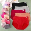 3001 Plus Size Cotton Women's Underwear Plus Size Solid Color Cotton Briefs 3001