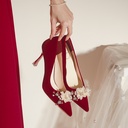 C888-105 Red Wedding Shoes Bridal Shoes Women's Spring High-heeled Shoes Xiuhe Master Wedding Dress Not Tired