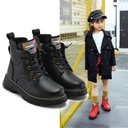 Girls' Martin Boots Autumn and Winter Middle and Large Children's Single Boots Fashionable Casual Fleece-Lined Thickened Boys Cotton Boots