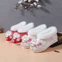 Xi Wen [Rabbit] Winter Hanfu Shoes Girls Year Embroidered Shoes Children's Velvet Old Beijing Handmade Shoes