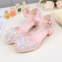2024 new girls high heels children princess shoes children crystal shoes little girls kidshoes performance shoes