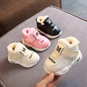 Winter Women's Baby Cotton Shoes Children's Fleece-lined Thickened Soft Bottom Leather Toddler Shoes Fashion Children's Sneakers