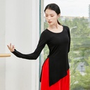 230g modal dance practice clothes long sleeve modern dance top adult beveled finger classical dance Latin clothes