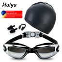Adult Swimming Set HD Anti-fog Electroplated Swimming Goggles Set Waterproof Silicone Nose Clip Ear Plug Swimming Cap Swimming Goggles Set