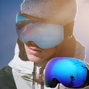 新款滑雪眼镜双层防雾大球面REVO镀真膜UV400可卡近视镜/HX12无孔