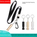 Hot Outdoor Aluminum Alloy Lanyard Dual Frequency Survival Whistle Sports Training Fire Flat Double Barreled Whistle