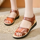 Summer Velcro high-end Brown small fragrant wind simple round head spot women's sandals