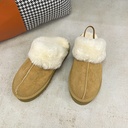 Mao Mao Slippers Women's Outer Wear New Fur One-piece Thick-soled Snow Boots Covered Toe Half Slipper Cotton Shoes Large Size