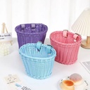 Rattan-like hand-woven basket, children's scooter, bicycle storage basket, basket small size without lid, removable