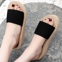 Summer simple solid color elastic strap slippers women's outer wear wedge platform fashion casual EVA sandals