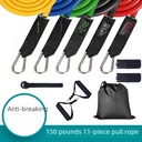 TPE11 piece pull rope pull belt elastic rope fitness tensioner 100 pounds 150 pounds pull rope set