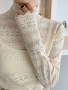Spring Lace Mesh Fairy Fresh Sweet Top Hollow Base Shirt Women's Long-Sleeved Outer Wear Large Size