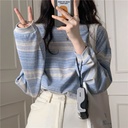 Striped Long-sleeved T-shirt Women's Spring and Autumn Sense Niche Tie-dyed Loose Top Clothes Southeast Asia