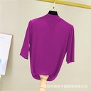 Women's Half-High-Neck Half-High-Neck Base Shirt with Half-Sleeve Slim-Fit Arrival Spring and Autumn Outfit Loose All-Match Top