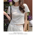 White Shoulder T-shirt Women's Short-sleeved Short Summer Pure Cotton Slim-fit Slimming Pure White T-shirt Basic Base Top