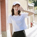 Summer Short-sleeved Navel Solid Color T-shirt Women's Korean-style Short All-match Candy-colored Top Base Shirt