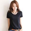 韩版短袖T恤女夏季新款修身棉体恤女色圆领上衣韩国百搭打底衫