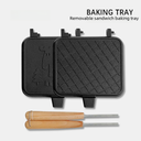 Detachable Wood Handle Outdoor Sandwich Muffin Baking Pan Camping Baking Clip Pot Camping Supplies Moz Xuefeng