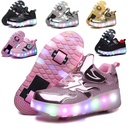 2024跨境儿童暴走鞋双轮女童透气LED发光鞋USB充电户外运动溜冰鞋