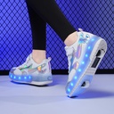 Children's walking shoes double-wheel mi ya Miya detachable hidden youth rechargeable colorful luminous roller skating shoes with lights
