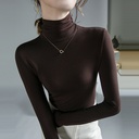 High Collar T-shirt Women's Autumn and Winter Inner Base Shirt Stretch All-match Long-sleeved Stylish